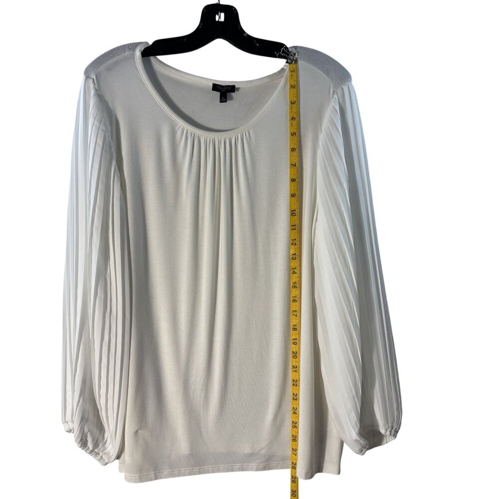 Talbots Womens Plus Size 1X Ivory Pleated Sleeve Blouse Top Rayon/Polyester - Picture 7 of 8